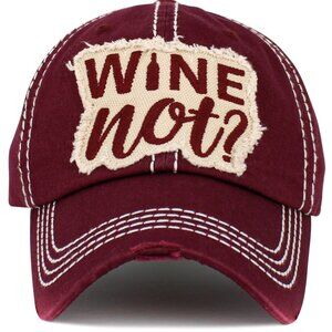 KBETHOS‎  Wine Not Distressed Burgundy Baseball Cap Hat NWT
